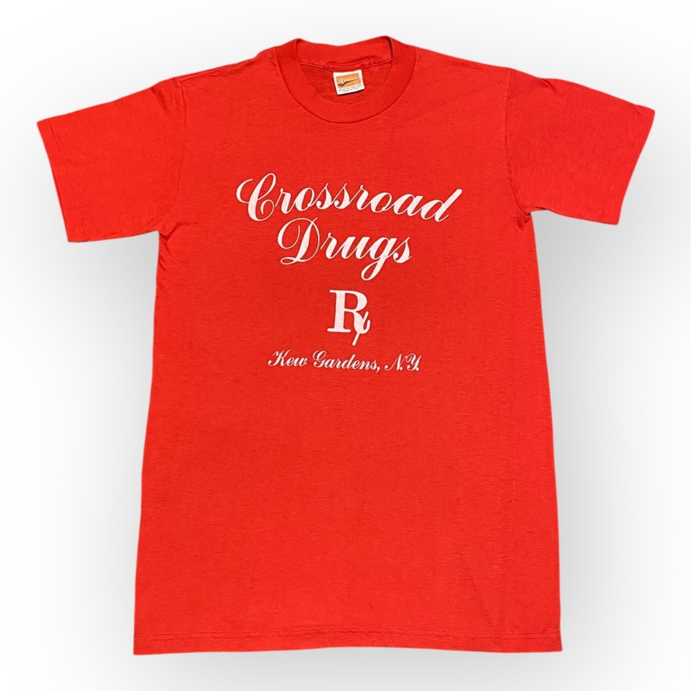 Vintage Crossroad Drug N.Y. Pharmacy T-Shirt Single Stitch Plymouth Sz M Red